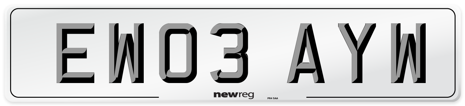 EW03 AYW Number Plate from New Reg